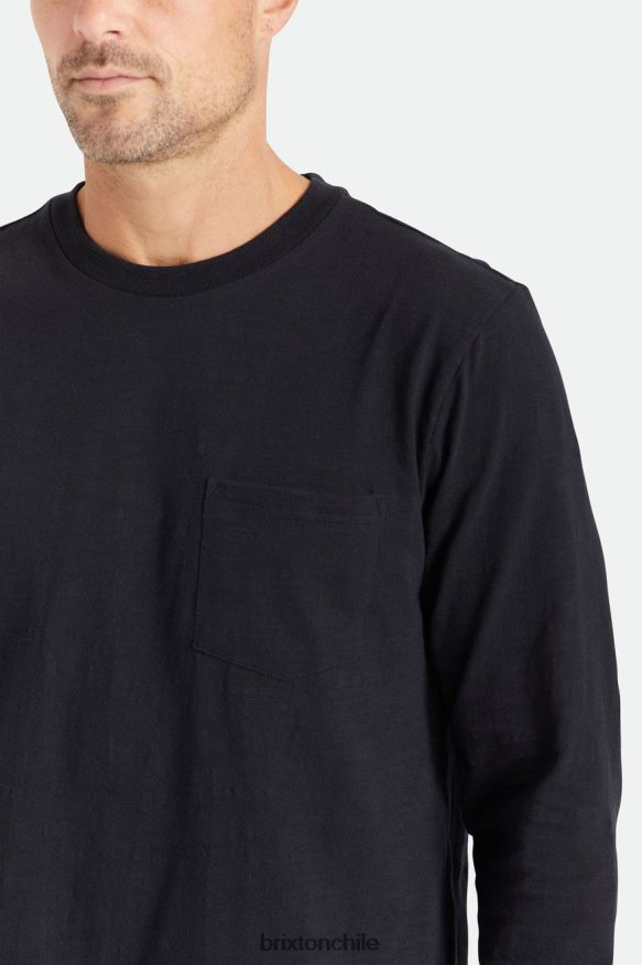 Brixton hombres camiseta básica flameada manga larga con bolsillo P0BX28101 vestir negro