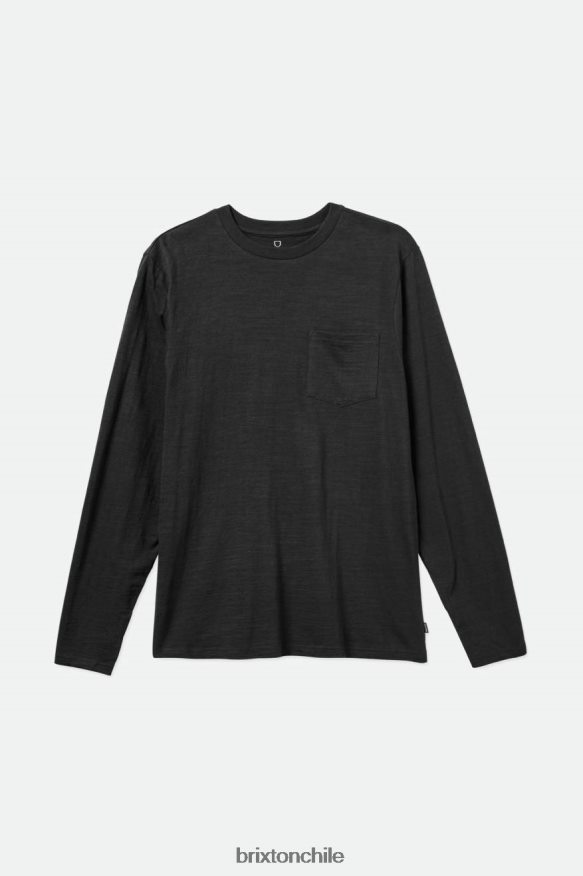 Brixton hombres camiseta básica flameada manga larga con bolsillo P0BX28101 vestir negro