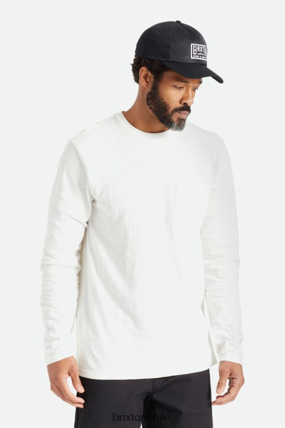 Brixton hombres camiseta básica flameada manga larga con bolsillo P0BX28102 vestir blanquecino