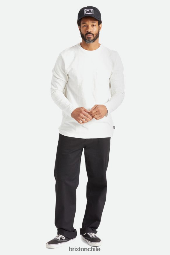 Brixton hombres camiseta básica flameada manga larga con bolsillo P0BX28102 vestir blanquecino