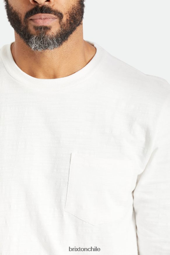 Brixton hombres camiseta básica flameada manga larga con bolsillo P0BX28102 vestir blanquecino