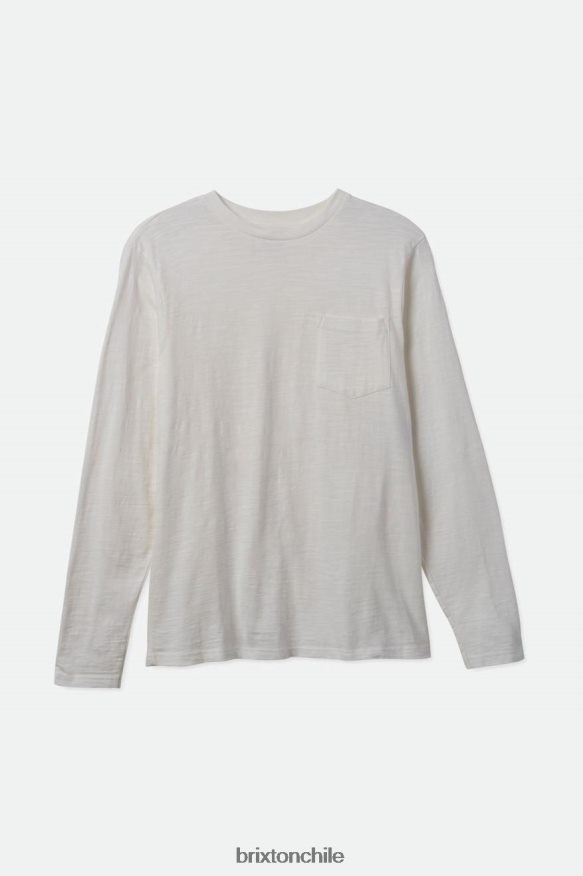 Brixton hombres camiseta básica flameada manga larga con bolsillo P0BX28102 vestir blanquecino