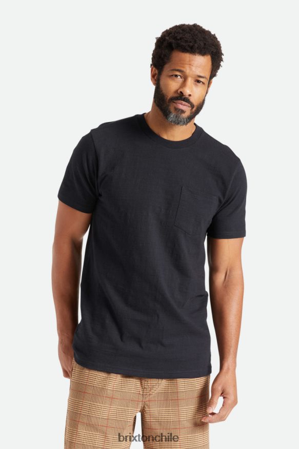 Brixton hombres camiseta basica flameada s/s con bolsillo P0BX28105 vestir negro