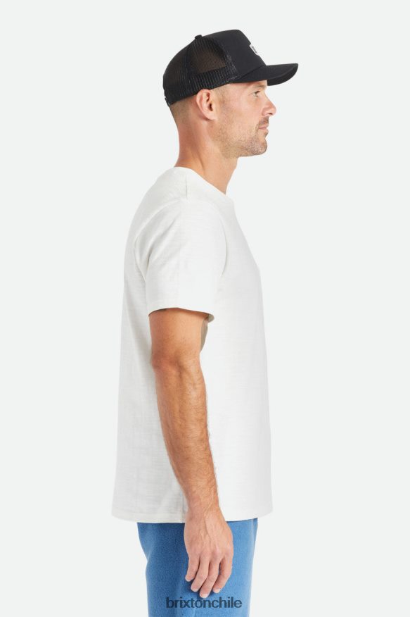 Brixton hombres camiseta basica flameada s/s con bolsillo P0BX28106 vestir blanquecino