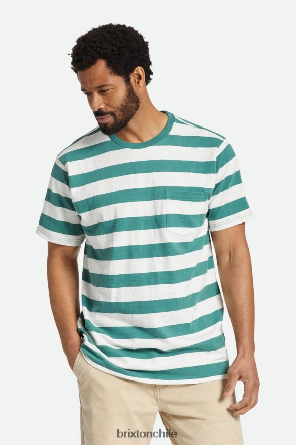 Brixton hombres camiseta con bolsillo de manga larga flameada P0BX2869 vestir abeto/blanco roto