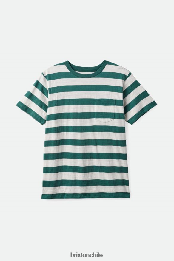 Brixton hombres camiseta con bolsillo de manga larga flameada P0BX2869 vestir abeto/blanco roto