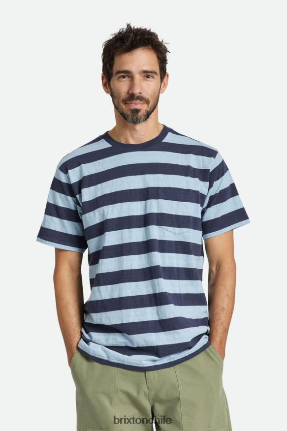 Brixton hombres camiseta con bolsillo de manga larga flameada P0BX2870 vestir azul marino lavado/azul polvoriento