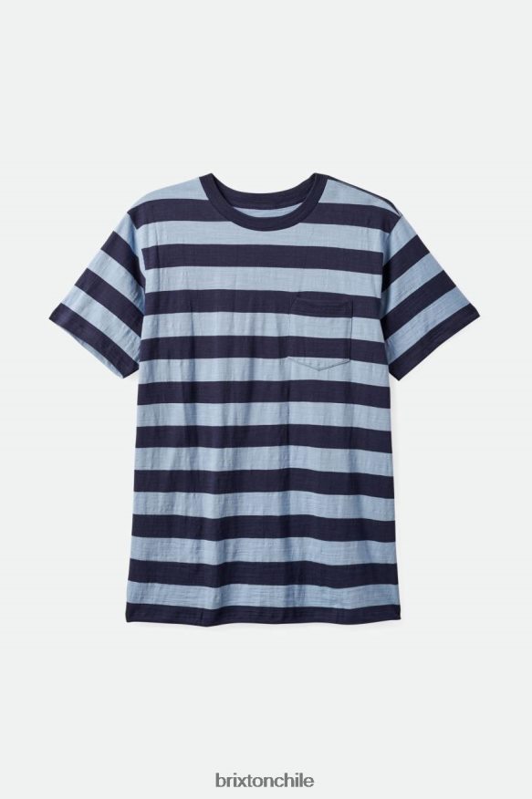 Brixton hombres camiseta con bolsillo de manga larga flameada P0BX2870 vestir azul marino lavado/azul polvoriento