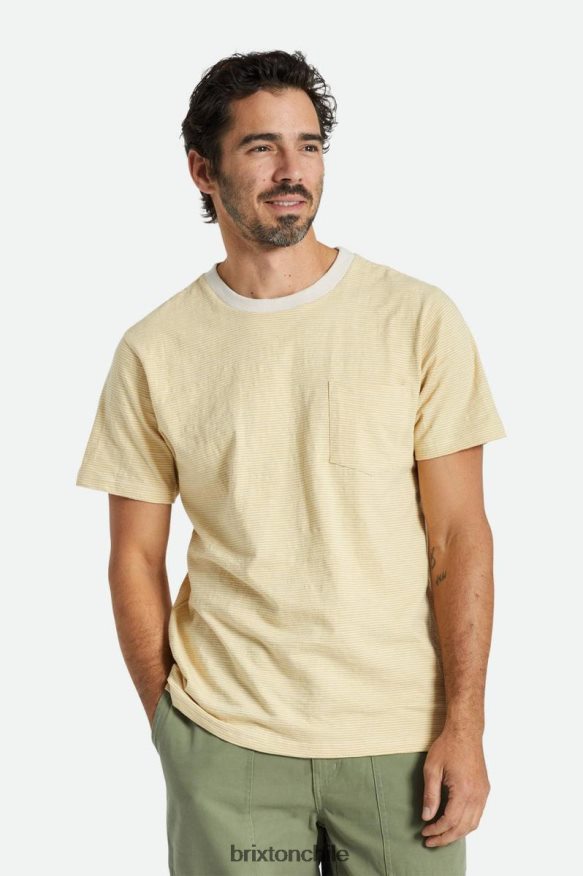Brixton hombres camiseta con bolsillo de manga larga flameada P0BX2872 vestir sombrero blanco/paja