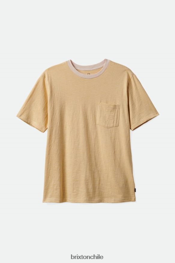 Brixton hombres camiseta con bolsillo de manga larga flameada P0BX2872 vestir sombrero blanco/paja