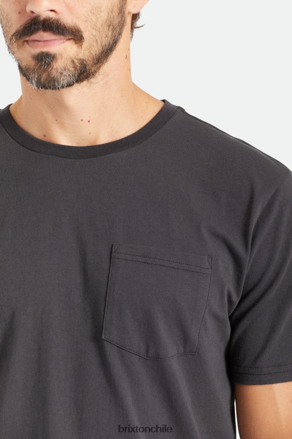 Brixton hombres camiseta de algodón prémium con bolsillo s/s P0BX2866 vestir negro