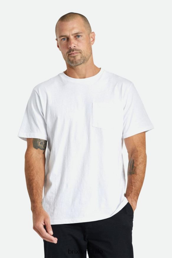 Brixton hombres camiseta de algodón prémium con bolsillo s/s P0BX2867 vestir blanco