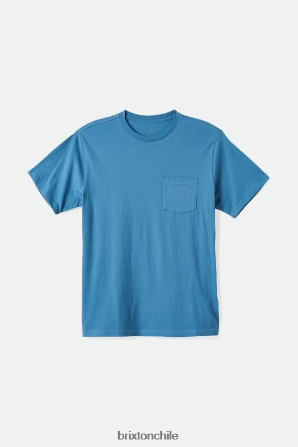 Brixton hombres camiseta de algodón prémium con bolsillo s/s P0BX2868 vestir Cielo azul