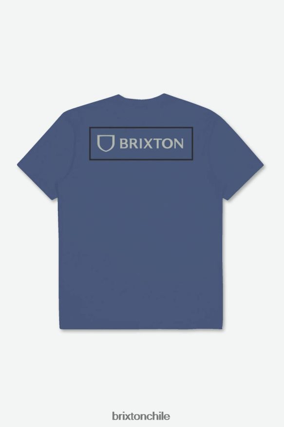 Brixton hombres camiseta de sastre alpha block s/s P0BX2873 vestir azul pacífico/gris mineral/negro