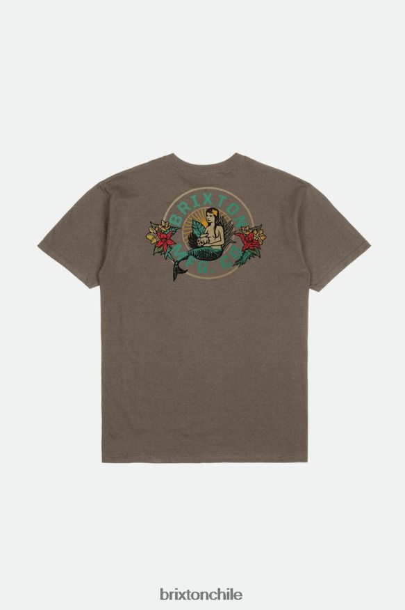 Brixton hombres camiseta estándar ginebra s/s P0BX2838 vestir lavado desgastado tierra oscura