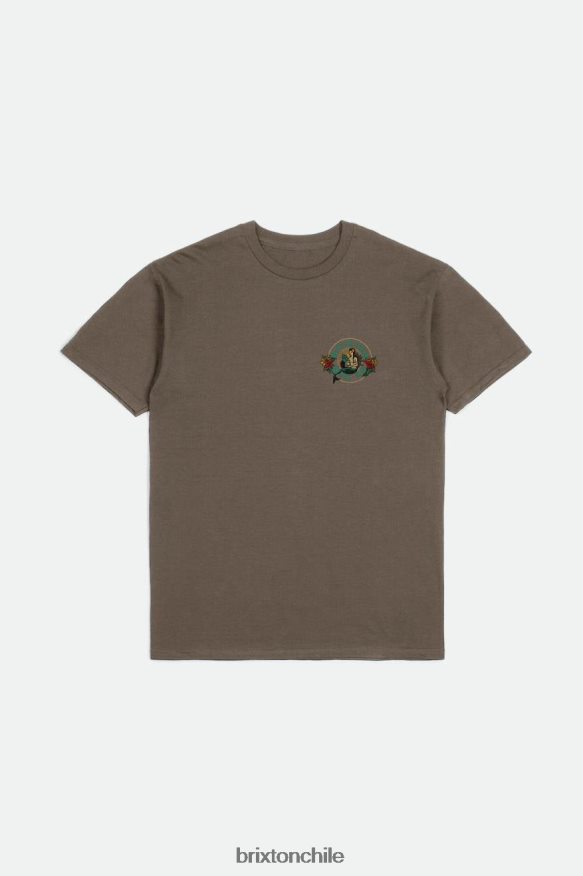 Brixton hombres camiseta estándar ginebra s/s P0BX2838 vestir lavado desgastado tierra oscura