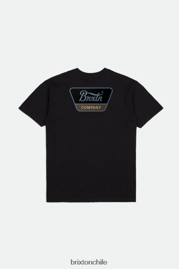 Brixton hombres camiseta estándar linwood s/s P0BX2862 vestir negro/azul polvoriento/tierra oscura