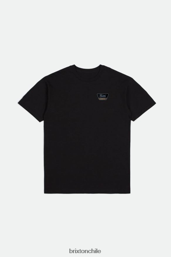 Brixton hombres camiseta estándar linwood s/s P0BX2862 vestir negro/azul polvoriento/tierra oscura