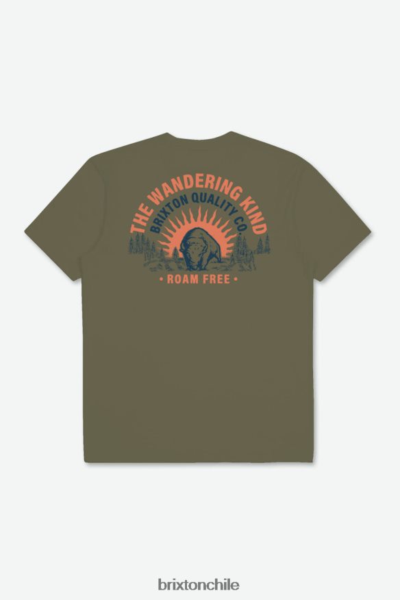 Brixton hombres camiseta estándar roam free s/s P0BX2849 vestir aceituna