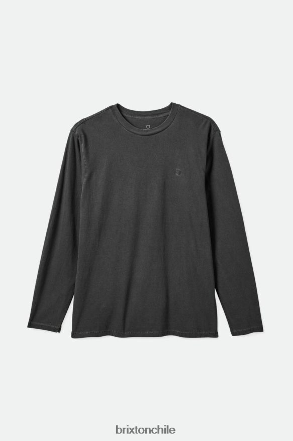 Brixton hombres camiseta manga larga reserva vintage P0BX28103 vestir lavado vintage negro
