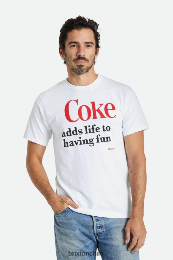 Brixton hombres coca-cola divirtiéndose camiseta a medida s/s P0BX2874 vestir blanco