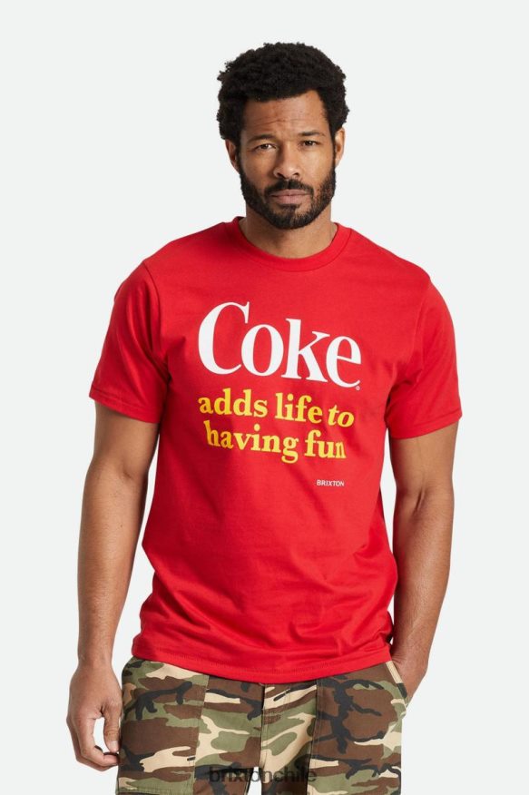 Brixton hombres coca-cola divirtiéndose camiseta a medida s/s P0BX2875 vestir coca cola roja