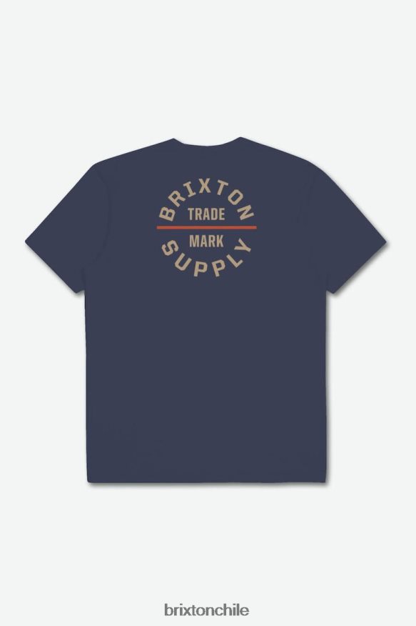 Brixton hombres juramento v s/s camiseta estándar P0BX2832 vestir azul marino lavado/arena