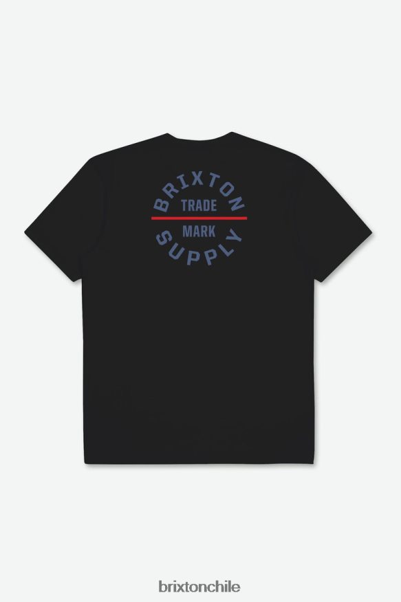Brixton hombres juramento v s/s camiseta estándar P0BX2833 vestir negro/azul pacífico