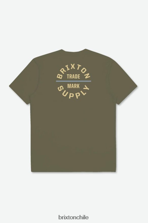 Brixton hombres juramento v s/s camiseta estándar P0BX2834 vestir excedente oliva/azul empolvado