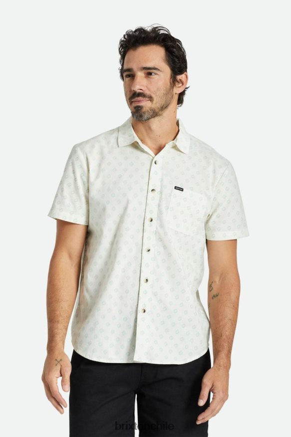 Brixton hombres carta impresión s / s tejido P0BX2823 vestir blanco roto/geo jade