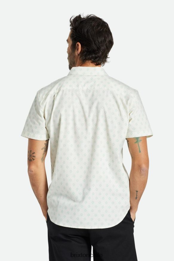 Brixton hombres carta impresión s / s tejido P0BX2823 vestir blanco roto/geo jade