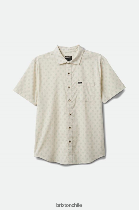 Brixton hombres carta impresión s / s tejido P0BX2823 vestir blanco roto/geo jade