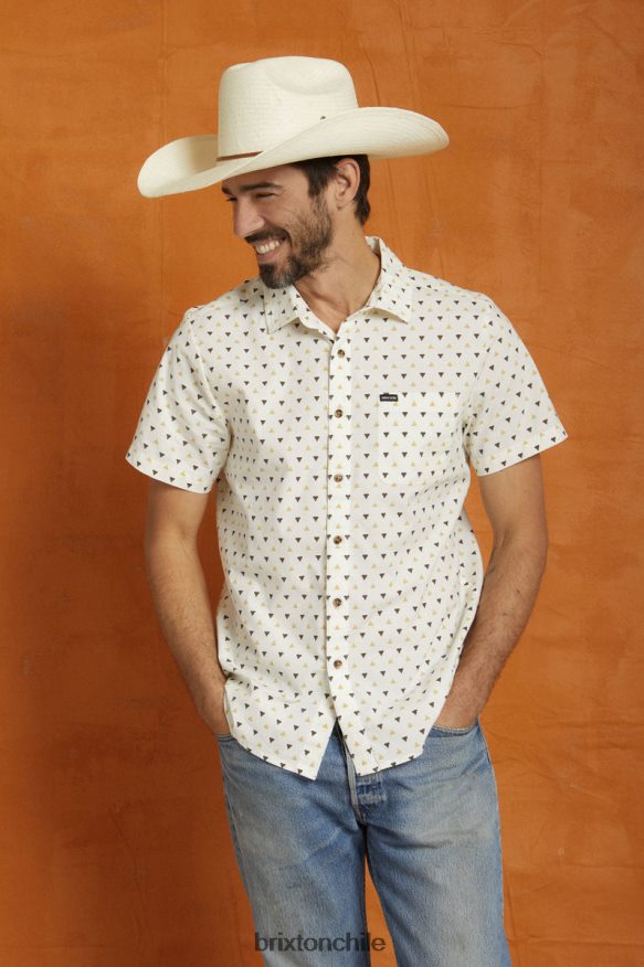 Brixton hombres carta impresión s / s tejido P0BX288 vestir blanco roto/paja/tierra oscura