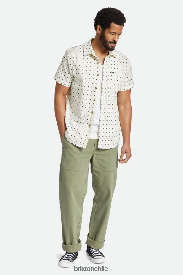 Brixton hombres carta impresión s / s tejido P0BX288 vestir blanco roto/paja/tierra oscura