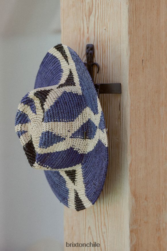 Brixton mujer sombrero de paja con motivo madeira P0BX28506 accesorios azules naturales