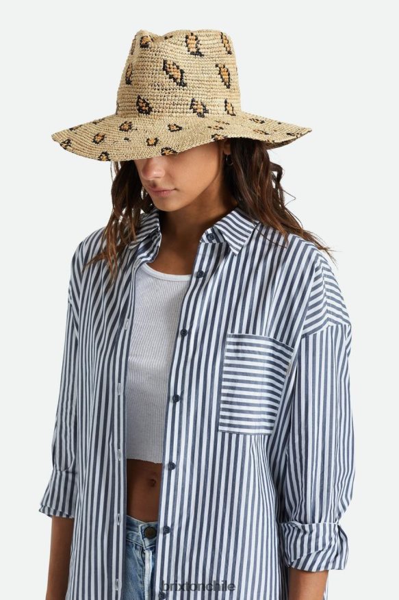 Brixton mujer sombrero de paja tejido madeira P0BX28507 accesorios leopardo natural