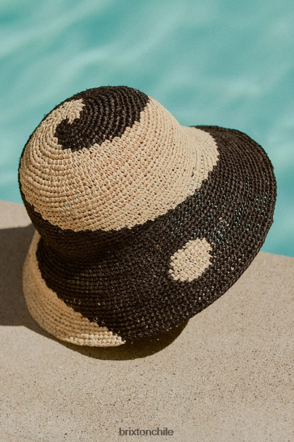 Brixton mujer sombrero de pescador de paja roja P0BX28513 accesorios gorro blanco/negro