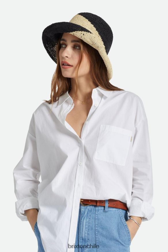 Brixton mujer sombrero de pescador de paja roja P0BX28513 accesorios gorro blanco/negro