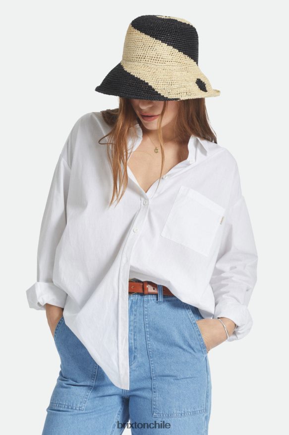 Brixton mujer sombrero de pescador de paja roja P0BX28513 accesorios gorro blanco/negro