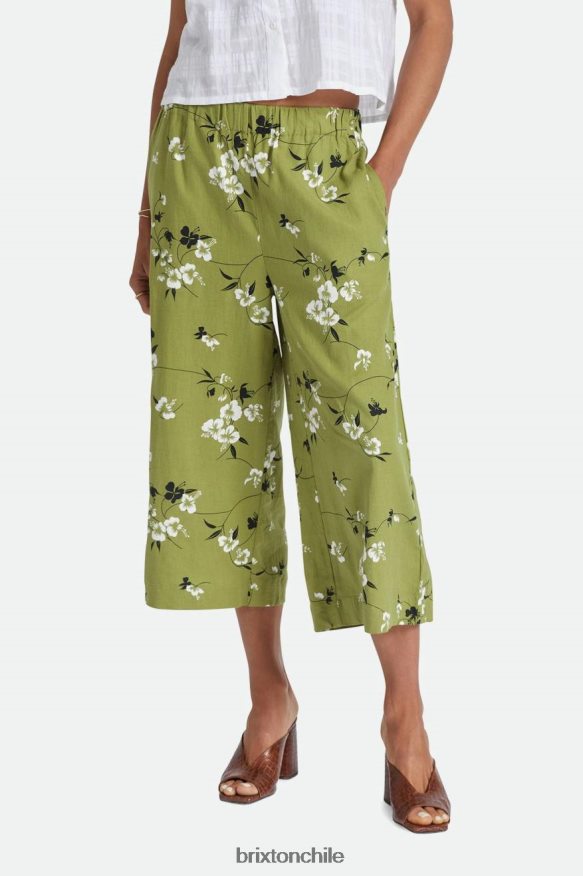 Brixton mujer pantalón de pierna ancha de lino lanai P0BX28468 vestir musgo