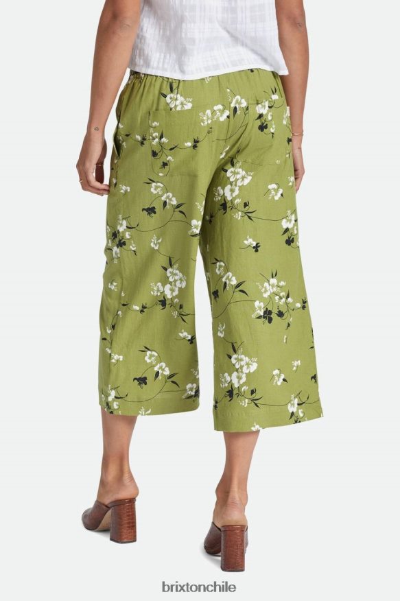 Brixton mujer pantalón de pierna ancha de lino lanai P0BX28468 vestir musgo