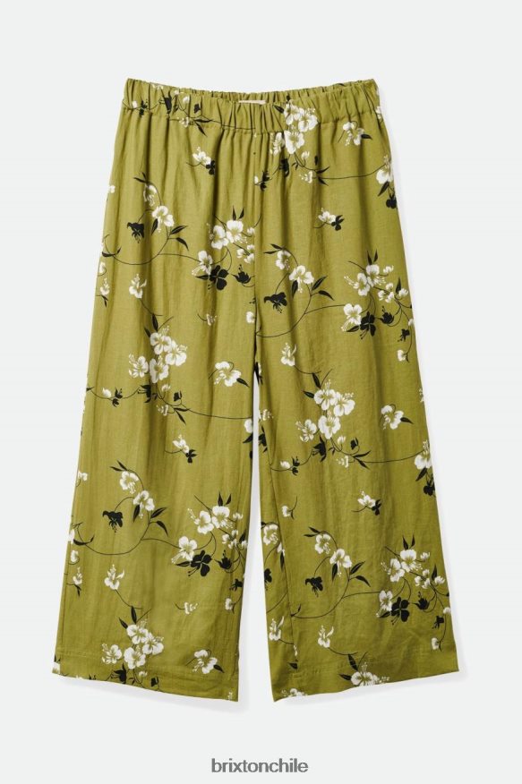 Brixton mujer pantalón de pierna ancha de lino lanai P0BX28468 vestir musgo
