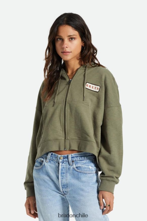 Brixton mujer sudadera oversize con capucha y cremallera P0BX28461 vestir excedente de aceituna