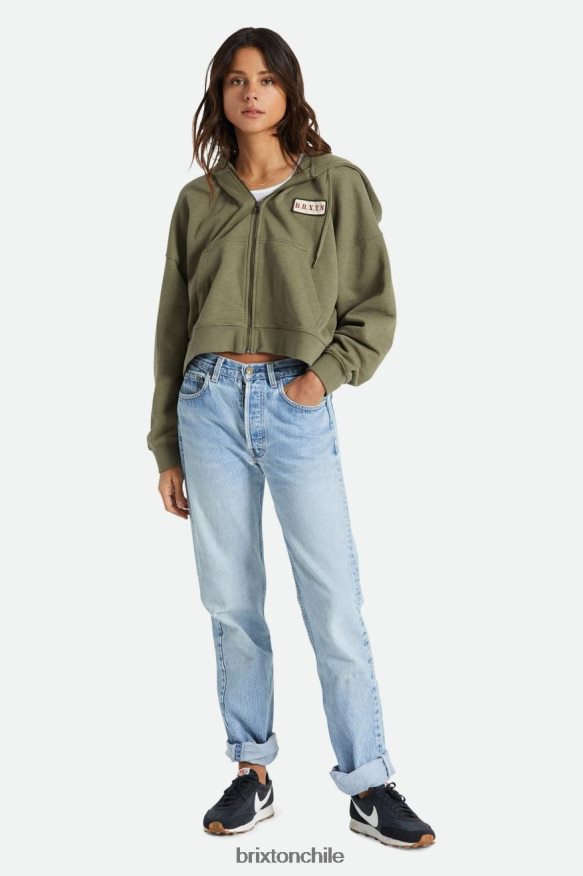 Brixton mujer sudadera oversize con capucha y cremallera P0BX28461 vestir excedente de aceituna