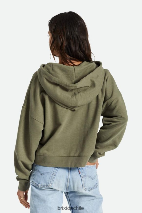 Brixton mujer sudadera oversize con capucha y cremallera P0BX28461 vestir excedente de aceituna