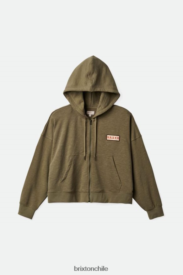 Brixton mujer sudadera oversize con capucha y cremallera P0BX28461 vestir excedente de aceituna
