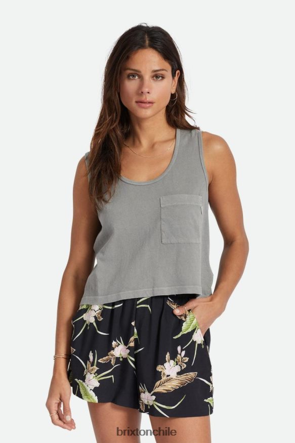 Brixton mujer tanque de bolsillo sin preocupaciones P0BX28435 vestir negro lavado