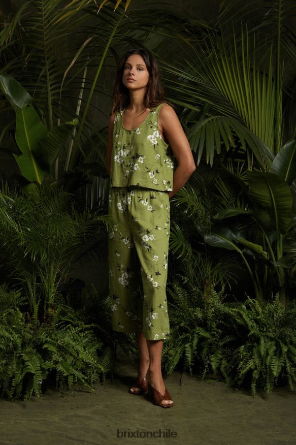 Brixton mujer tanque de lino lanai P0BX28423 vestir musgo