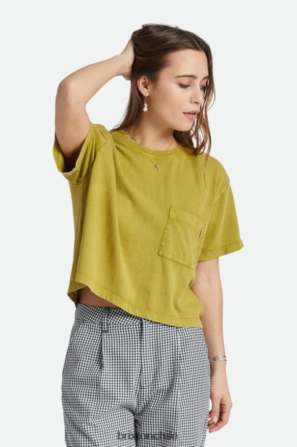 Brixton mujer camiseta con bolsillo despreocupado P0BX28429 vestir musgo