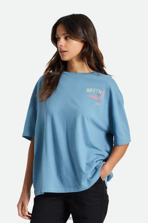 Brixton mujer camiseta de novio extragrande de buen tiempo P0BX28455 vestir Cielo azul